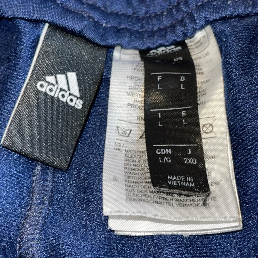 Large- Adidas Men's Navy Blue 3 Stripe Joggers